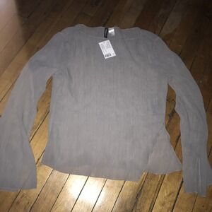 H&M Divided Womens Medium Gray Sheer Blouse NWT